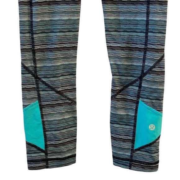 Lululemon Womens Pace Rival Crop Space Dye Twist Peacock Blue Sz 6 Luxtreme - Picture 3 of 8